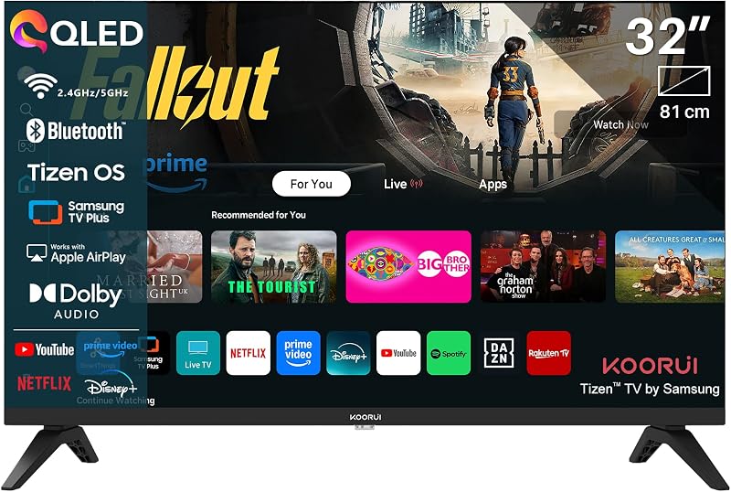 Televisor 32 Pulgadas, QLED Full HD Smart TV sin Marco, K32Q1FFQ-T8