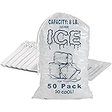 Party Bargains 8LB Plastic Ice Bags with Drawstring - [50 Bags] Durable Heavy-duty Ice-bag Storage. 11 x 19 Inch