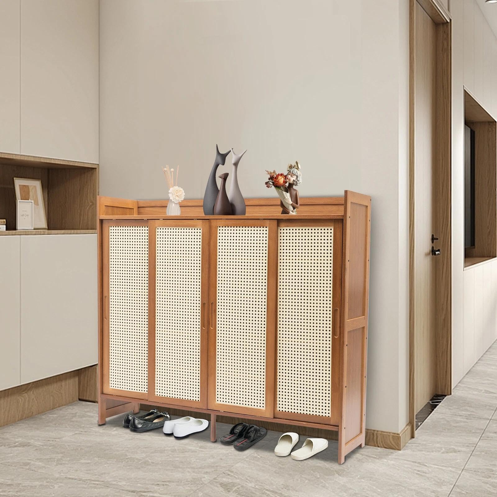 Photo 1 of **Selling for Parts Only***FIXED UP FINDS for Shoe Cabinet with Two-Way Sliding Doors 6 Tier Bamboo Standing Shoe Shelf