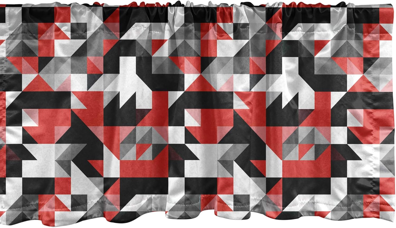 Ambesonne Red and Black Window Valance, Abstract Geometric Half Triangles Squares Maze Inspired Image, Curtain Valance for Kitchen Bedroom Decor with Rod Pocket, 54