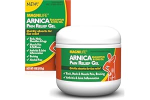 MagniLife Arnica Pain Relief Gel, Fast Acting Neck and Back Pain Relief, with Eucalyptus and Emu Oil to Soothe Soreness, Inflammation and Discomfort - 4oz