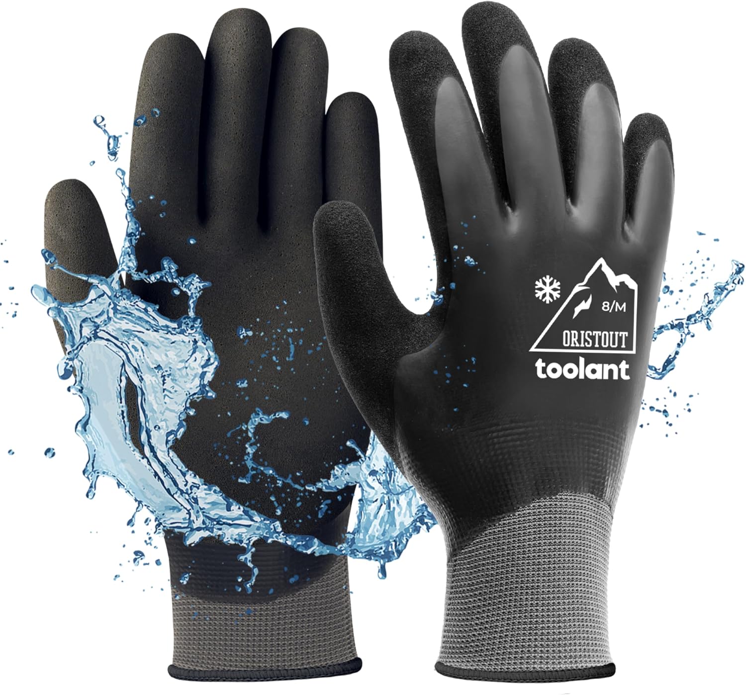 OriStout Waterproof Winter Work Gloves for Men and Women, Touchscreen, Freezer Gloves for Working in Freezer, Thermal Insulated Fishing Gloves, Super Grip, Grey, Medium