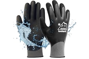 OriStout Winter Work Gloves for Men and Women, Touchscreen, Waterproof Gloves for Working in Freezer, Fishing and Gardening, Thermal Insulated, Super Grip, Grey, Medium
