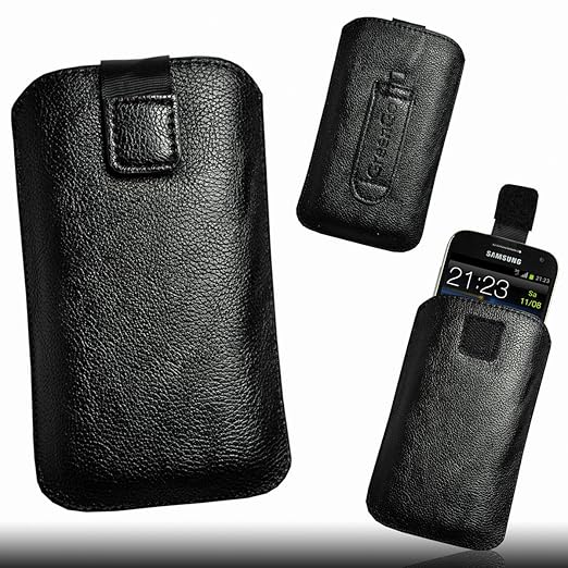 Handy Tasche Schutzhülle Etui Hülle Case Kunstleder schwarz W4-4 für Samsung Galaxy Core Plus SM - G350 / Galaxy Express II S