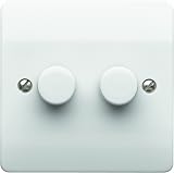 MK 2-Gang LED Dimmer Switch 4-70W Compatible Tungsten Halogen Dimmable Lamps view 1