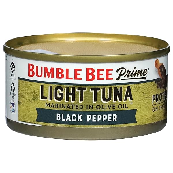 BUMBLE BEE PRIME PROTEIN ON THE RUN TUNA SNACK KIT – GOURMET TUNA MARINATED IN OLIVE OIL & BLACK PEPPER WITH CRACKERS AND SERVING UTENSIL – 19G OF PROTEIN PER SERVING