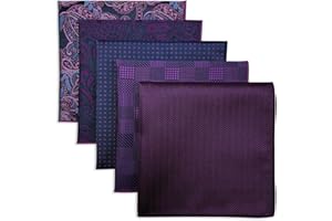 S&W SHLAX&WING 5 Pack Men's Pocket Squares Set 12.6" Formal Handkerchiefs for Suits Weddings Tuxedos Assorted Colors Patterns