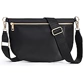 KALIDI Black Crossbody Bags for Women Travel Flat Fanny Packs for Woman Men Nylon Cross Body Purse Fashion Belt Bum Bag
