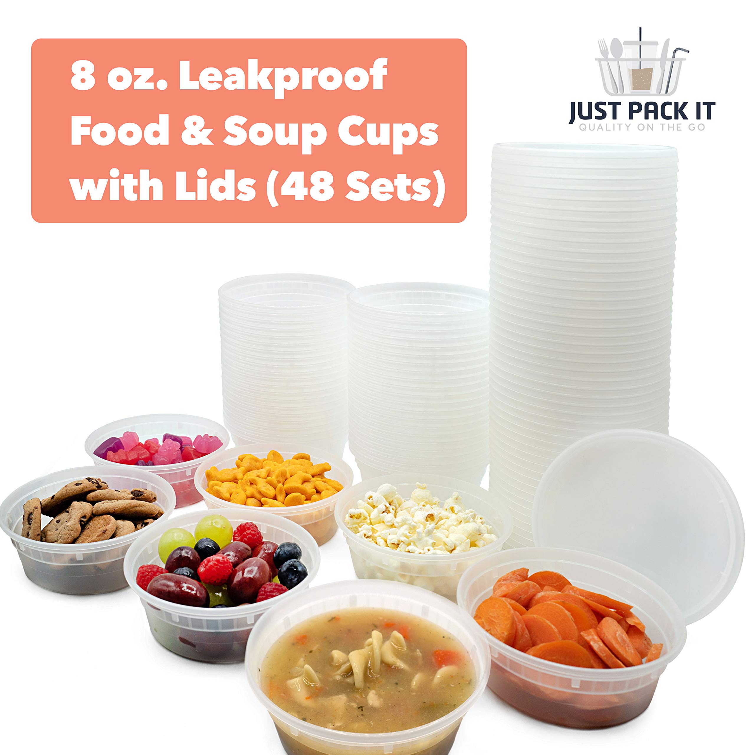 Buy [48 Pack 8 oz] Plastic Soup Cups Deli Food Storage Containers