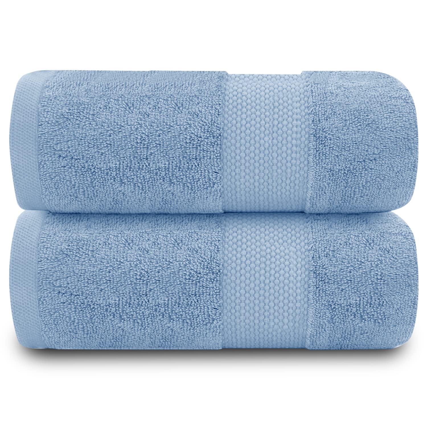 Fade Resistant Bathroom Towels Set, 700 GSM Premium Quality Extra Absorbent 100% Cotton Bath Towel, Chambray, 2PK Bath Towel