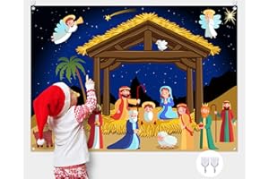 Yexiya Christmas Nativity Scene Felt Story Board Set for Toddlers Children, 3.4 Feet Nativity Crafts for Kids Preschool Sunday School Decorations Reusable Wall Hanging Gift for Boys Girls