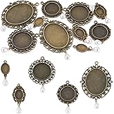 Sparkeads Alloy Blank Bezel Pendant Trays,Cabochon Blanks Jewelry Bezels for Jewelry Making,Plain Edge Photo Metal Antique Alloy Cabochon Settings for DIY Earrings Dangle Necklace