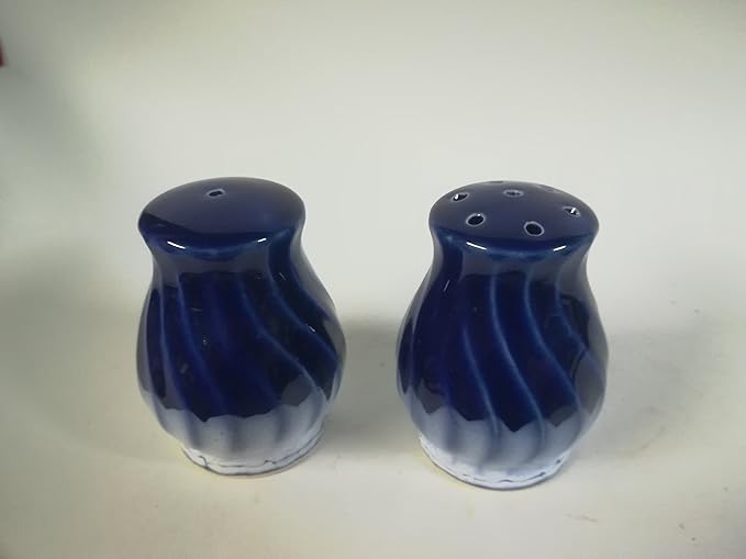 Pottery salt and pepper pots glazed in cobalt blue Amazon.co.uk Kitchen & Home