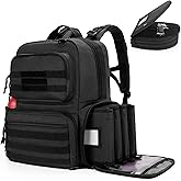DSLEAF Tactical Pistol Backpack with 4 Pistol Cases, Gun Backpack for Handgun with 17x Magazine Slots for Hunting and Shooting