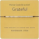 Inspirational Morse Code Beaded Bracelet with Card Adjustable Braide String Rope Wrap Bracelet for Women Men Lover Friend Handmade Christmas Thanksgiving Day Jewelry Gift