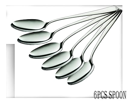 King International Stainless Steel Silver Spoon Set of 6, 7 cm