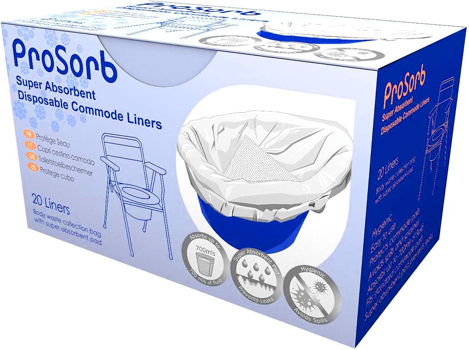 Prosorb Super Absorbent Disposable Commode / Bed Pan Liners Pack of 20, Blue, 20 Count (Pack of 1) - Image 5