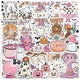 Frienda 200 Pcs Halloween Ghost Funny Spooky Stickers, 100 Styles | Waterproof Vinyl, Pumpkin Cat Dog Mushroom Sports Book Themes, Laptop Water Bottle, Adults Halloween Party Decor