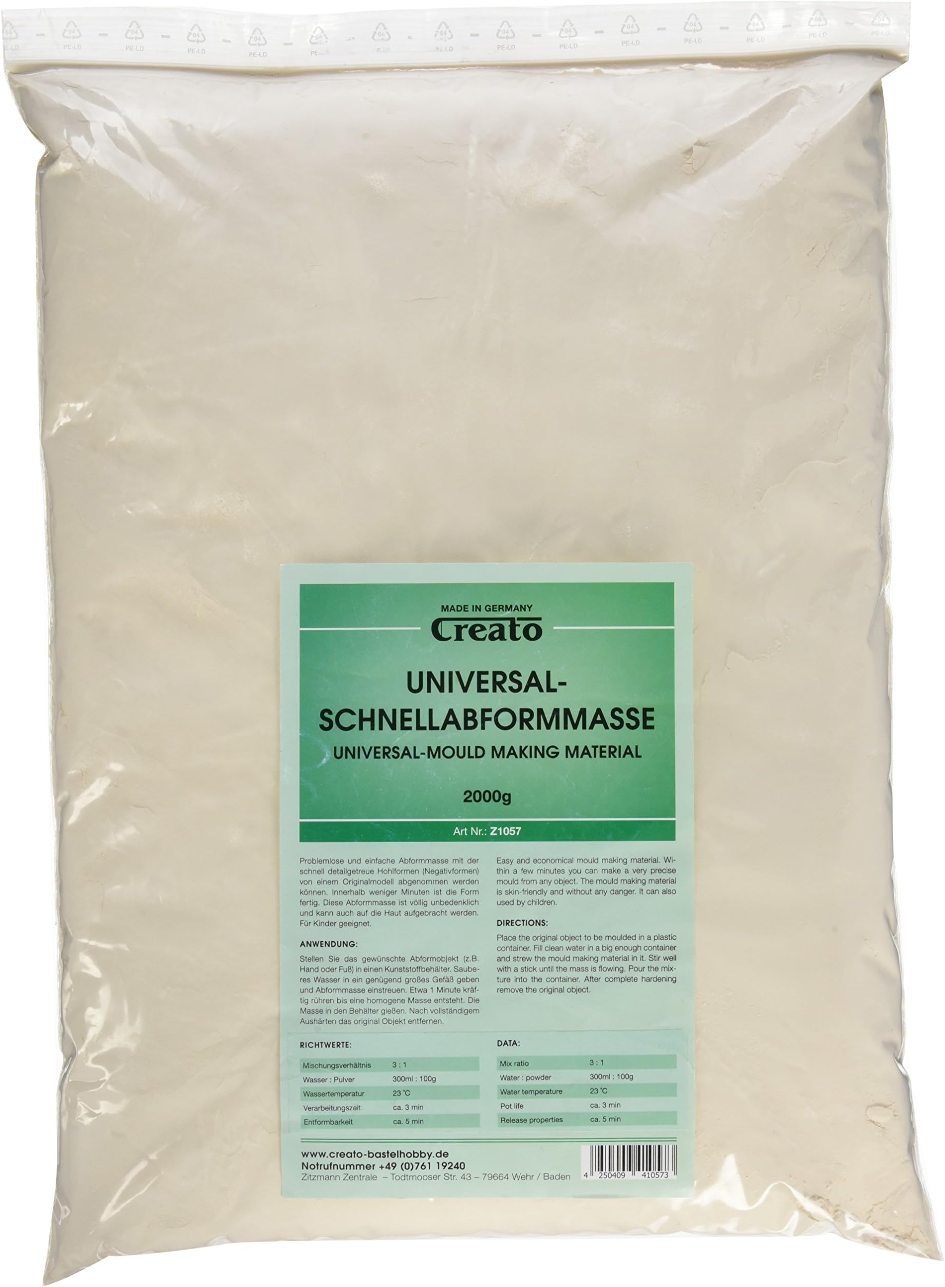 Creato Quick Casting 2000 g in Polybag Alginate Moulding Paste