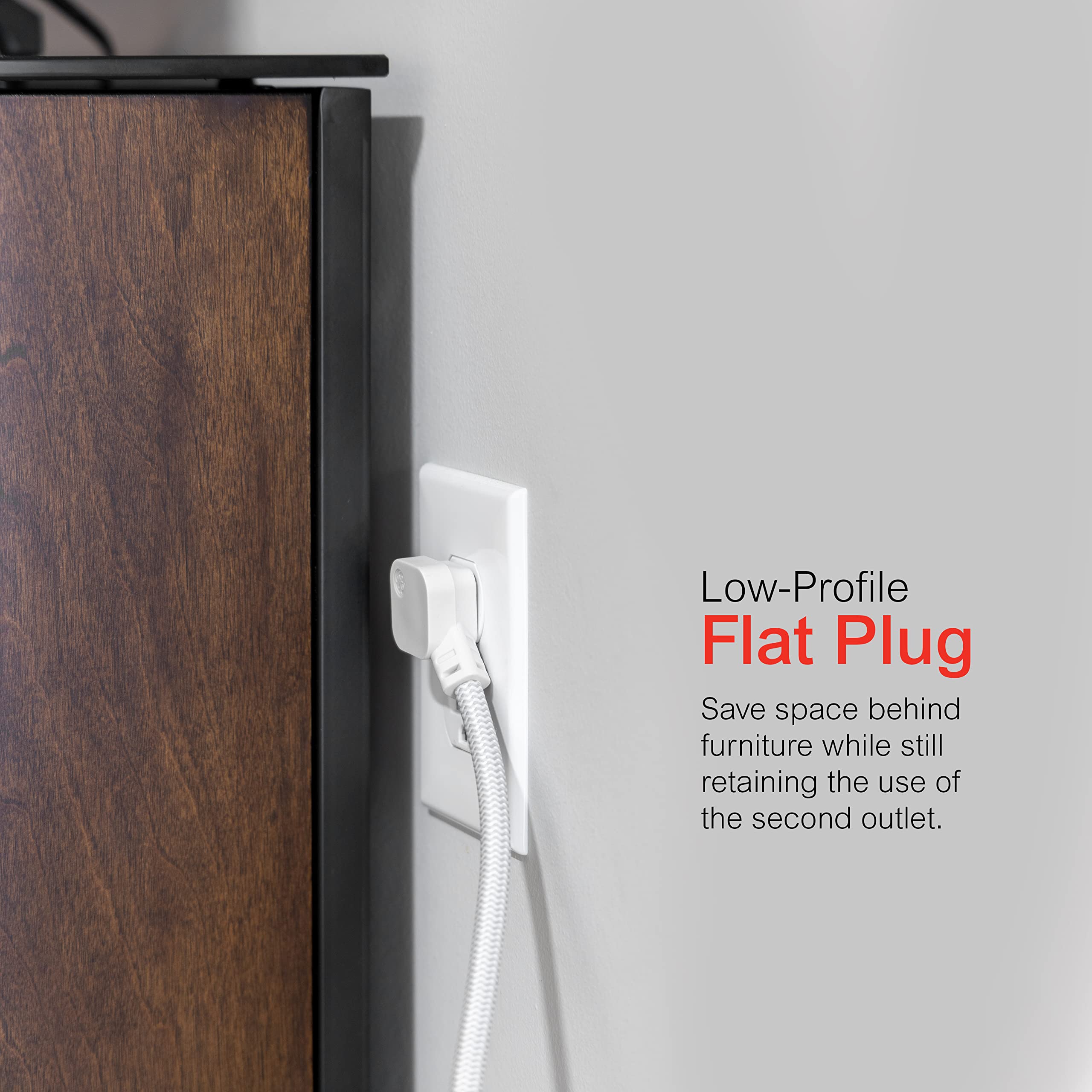 GE 6-Outlet Surge Protector, 20 Ft Braided Extension Cord, Power Strip, 840 Joules, Flat Plug, UL Listed, Black, 62941
