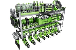 TCCXFOT Power Tool Organizer - 3 Layer 8 Drill Holder Wall Mount, Storage Rack for Garage Organization, Large Tool Shelf, Gifts for Him Men Dad Husband Anniversary Fathers Day, Cool Gadget Stocking Stuffer