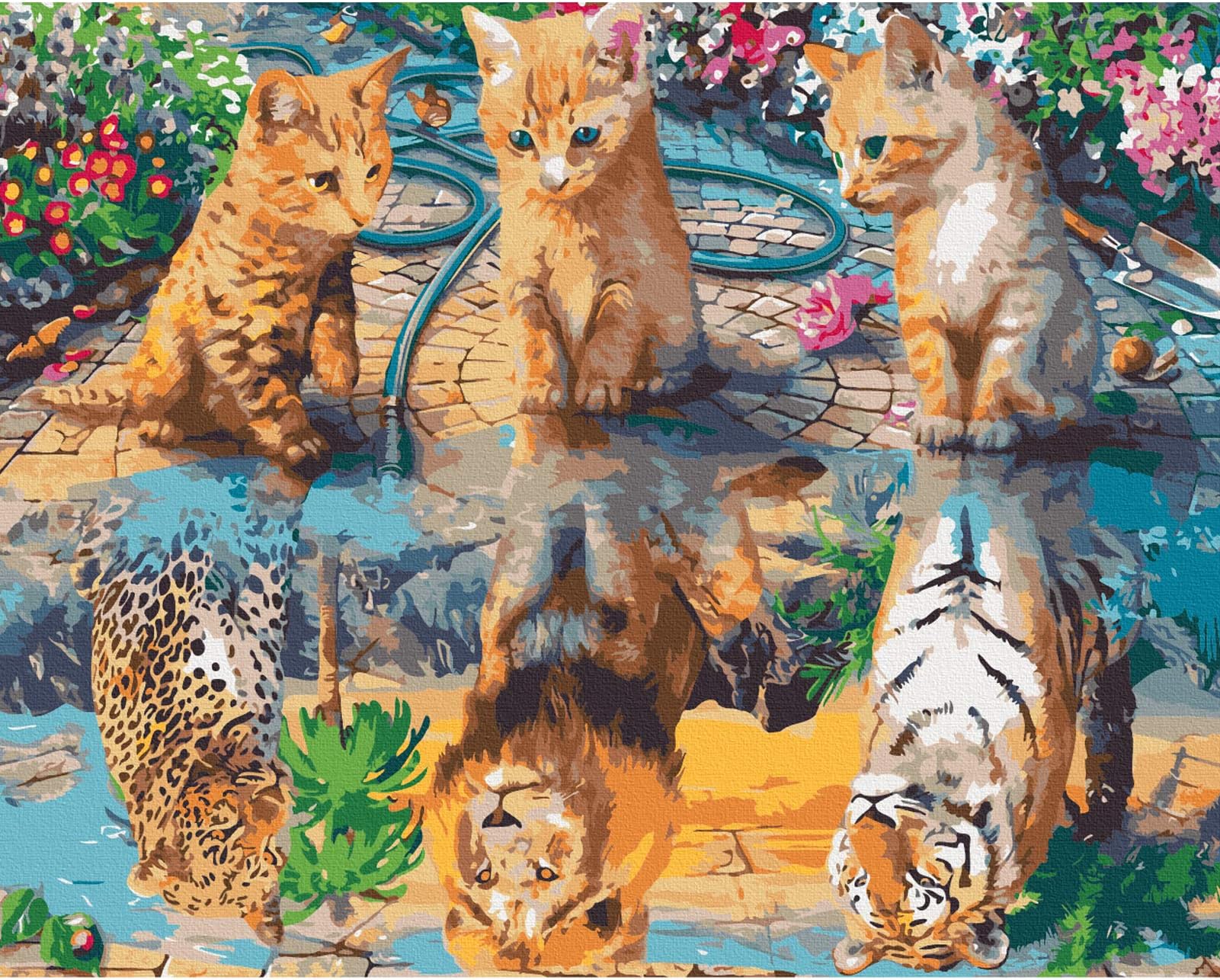 TOCARE Adult Acrylic Paint by Numbers Kit for Adults Kids Beginners Kitty Cat Animal Oil Painting Number Kit 20x16Inch Cat Kitten Dreams to Be Tiger Lion Leopard