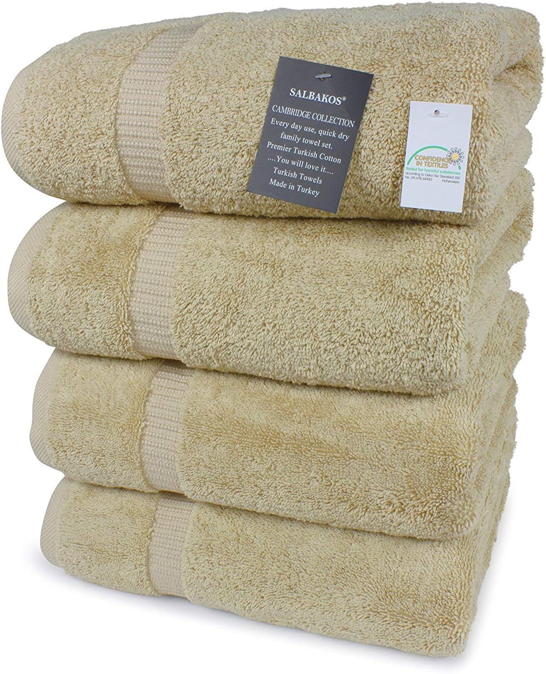 SALBAKOS Turkish Cotton Large Bathroom Hotel Towel Set - Shower | Toallas De Baño, 700 GSM, 27 by 54 Inch, Pack of 4, Blue: Kitchen & Dining