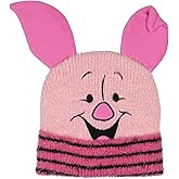 Disney Winnie The Pooh Beanie Piglet Embroidered Face and 3D Felt Ears Adult Fuzzy Yarn Cuffed Beanie Hat