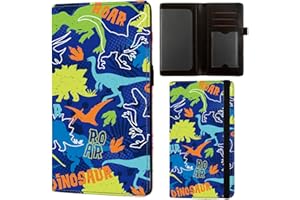 AIRMORS Leather Checkbook Cover for Women Checkbook Holder Wallet RFID Blocking Cute Checkbook Cover for Duplicate Checks Men Credit Card Wallet (Dinosaur)