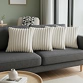 Cream White Throw Pillow Covers 18 x 18 set of 4, Cute Boho Throw Pillow Cover for Couch/Bed, Decorative Pillows Covers for Sofa/Bed, Accent Pillow Covers for Living Room, Rustic/Home/Room Decor