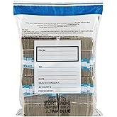 BankSupplies Ultima Blue Dual Pocket Clear Deposit Bags | 15W x 20H | Pack of 100 | Transit, Transfer, Valuables | Tamper Evident Tape | Captive Flap Closure | Security Deposit Bag