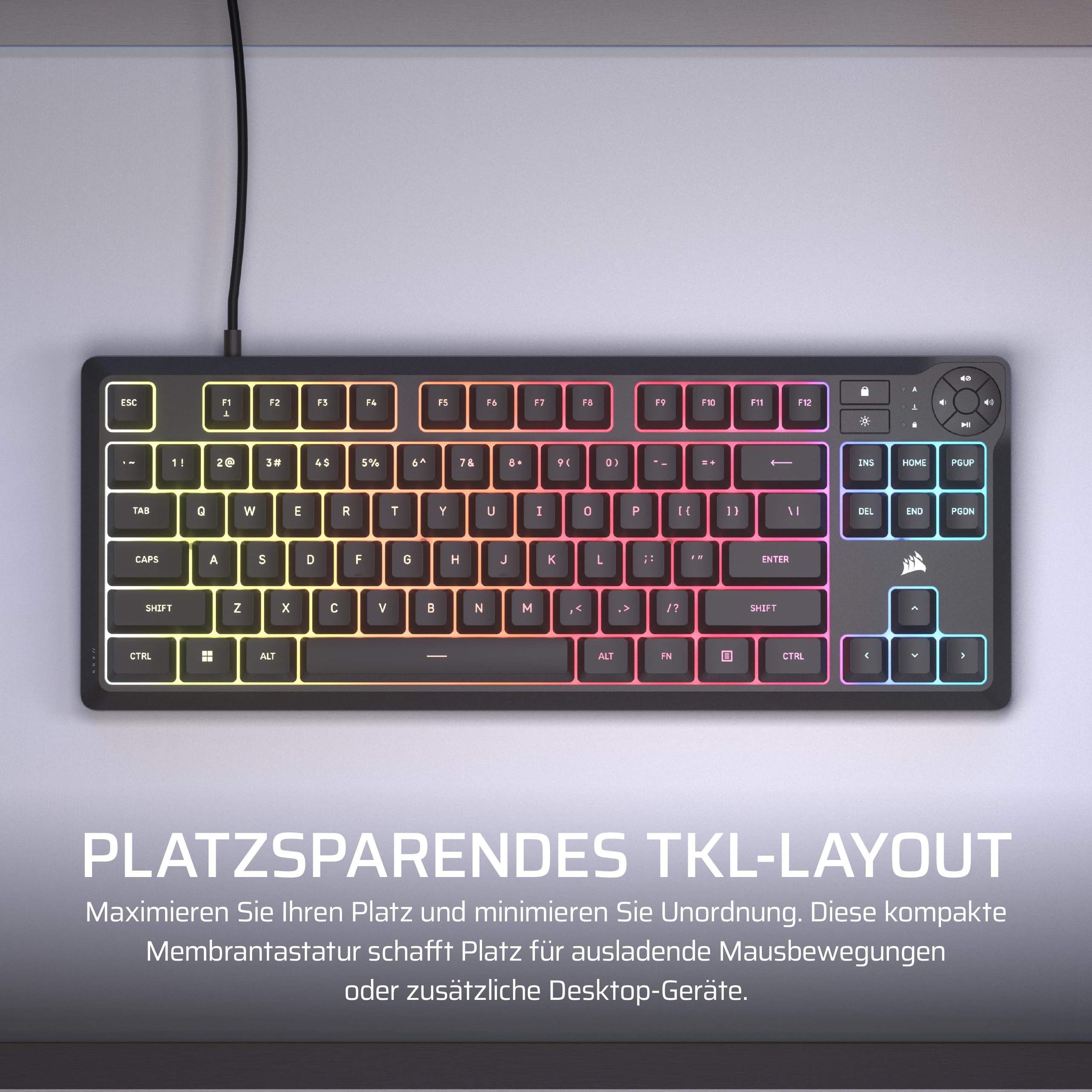 Corsair K55 CORE TKL RGB Tenkeyless Gaming-Tastatur – Schwarz 3