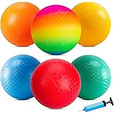 EVERICH TOY Playground Balls Kickball, 6 or 12 Pack 8.5" Dodgeballs Bouncy Kick Balls for Kids Adults Outdoor Indoor, 4 Square Ball Sports School Yard Games for Boys Girls 3-5 5-8 8-12 with Pump