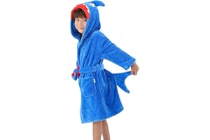 LOLANTA Boys' Girls' Hooded Bathrobe Soft Animal Plush Robe Kids Sleepwear Dressing Gown Gift 2-8 Years