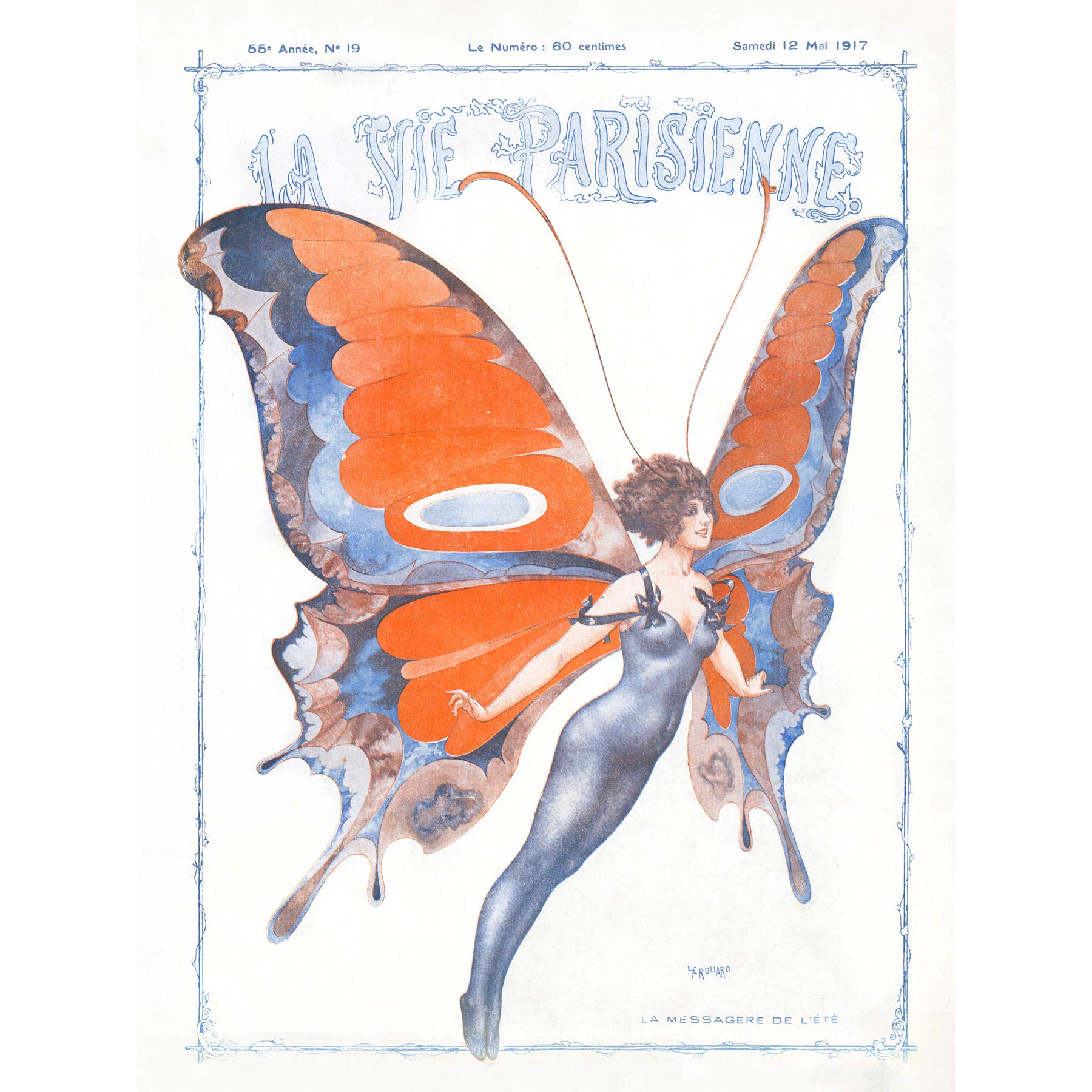 Artery8 La Vie Parisienne Summer Butterfly Magazine Cover Large Wall Art Poster Print Thick Paper 18X24 Inch