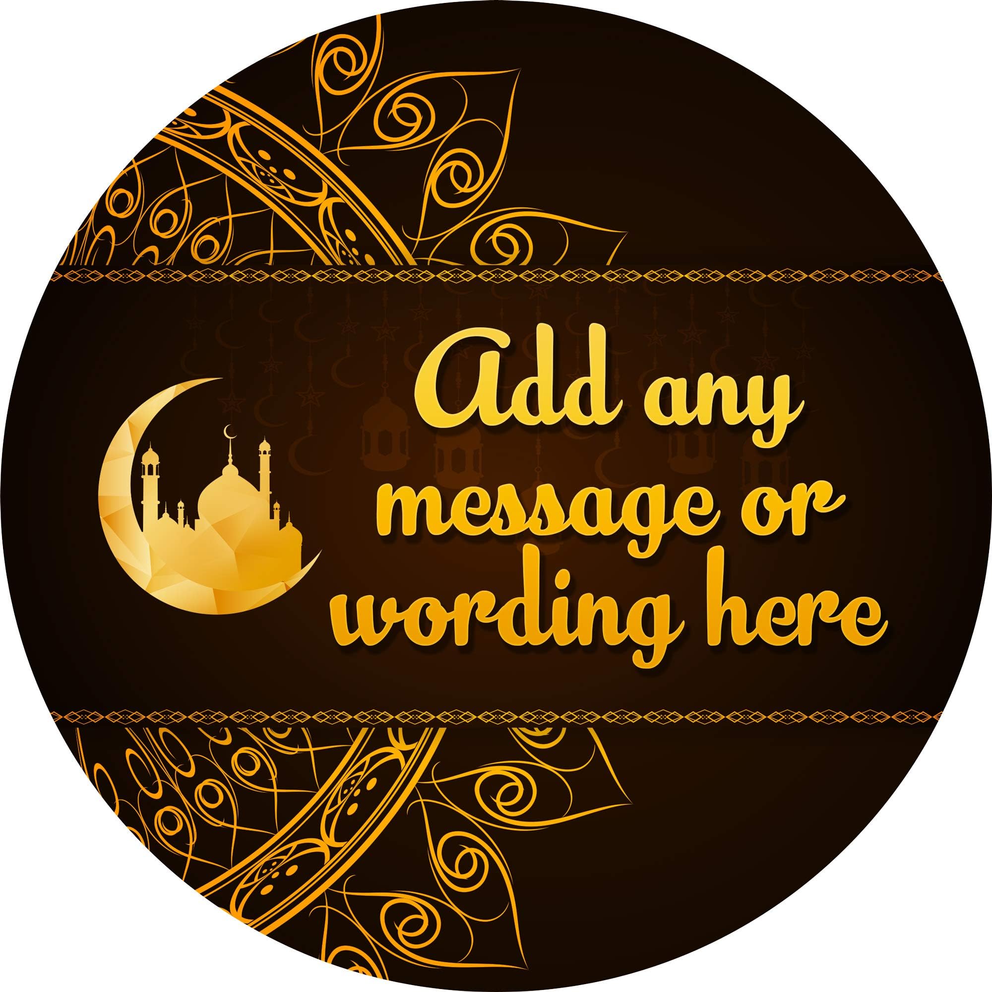 Eid Al-Fitr Gold, Sticker Labels (6, Stickers 9.5cm Each) Personalised Custom Seals Ideal for Party Bags Sweet Cones Favours Jars Presentations Gift Boxes Bottles Crafts