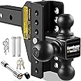 HANDNAM Drop Hitch Adjustable Trailer Hitch, Tow Hitch with 6-Inch Drop/Rise for Truck (12,500 LBS GTW), Adjustable Drop Hitch Fits 2-Inch Receiver, Trailer Hitches with Double Anti-Theft Pins Locks