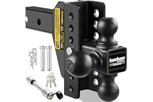HANDNAM Drop Hitch Adjustable Trailer Hitch, Tow Hitch with 6-Inch Drop/Rise for Truck (12,500 LBS GTW), Adjustable Drop Hitch Fits 2-Inch Receiver, Trailer Hitches with Double Anti-Theft Pins Locks