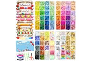 Redtwo 18000 Pcs Clay Beads Bracelet Making Kit, 4 Boxes 64 Colors Flat Polymer Heishi Jewelry with Gift Pack, Friendship Bracelet for Girls Ages 8-12
