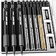 Four Candies 1.3mm Mechanical Pencil Set with 48 Lead Refill, 3PCS Metal Weatherproof Body Heavy Duty Carpenter Pencil, 3 Eraser, 12 Eraser Refill, for Outdoor Woodworking Drafting Marking with Case