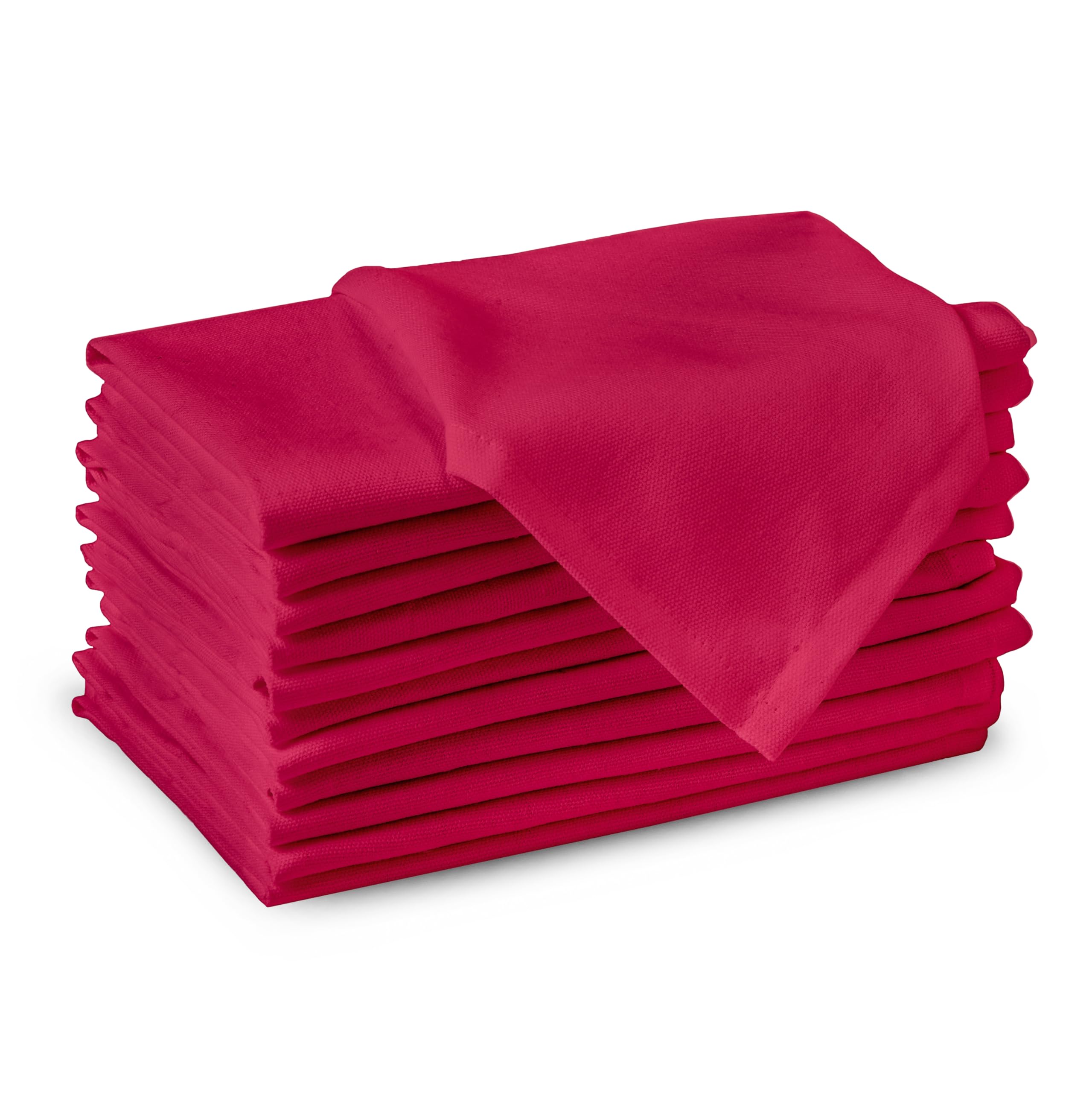 Encasa XO Hot Pink Cloth Napkins Set of 12, 17x17 in | Solid Color Cotton Dinner Napkins | Washable & Reusable Wedding Napkins for Holiday Dinners, Party, & Everyday Table Decor