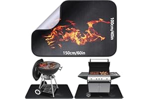 Alckijy BBQ Grill Mat - Heavy Duty Degree Non-Stick Grill Mats for Outdoor Grilling,100 * 150cm Outdoor BBQ Grill Fireproof M