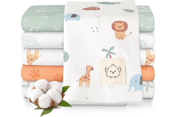 Organic Burp Cloths Baby Boy,Girl, 6-Pack Large Burping Cloths (Wilderness) | 100% Cotton Burp Clothes for Babies, Newborns S
