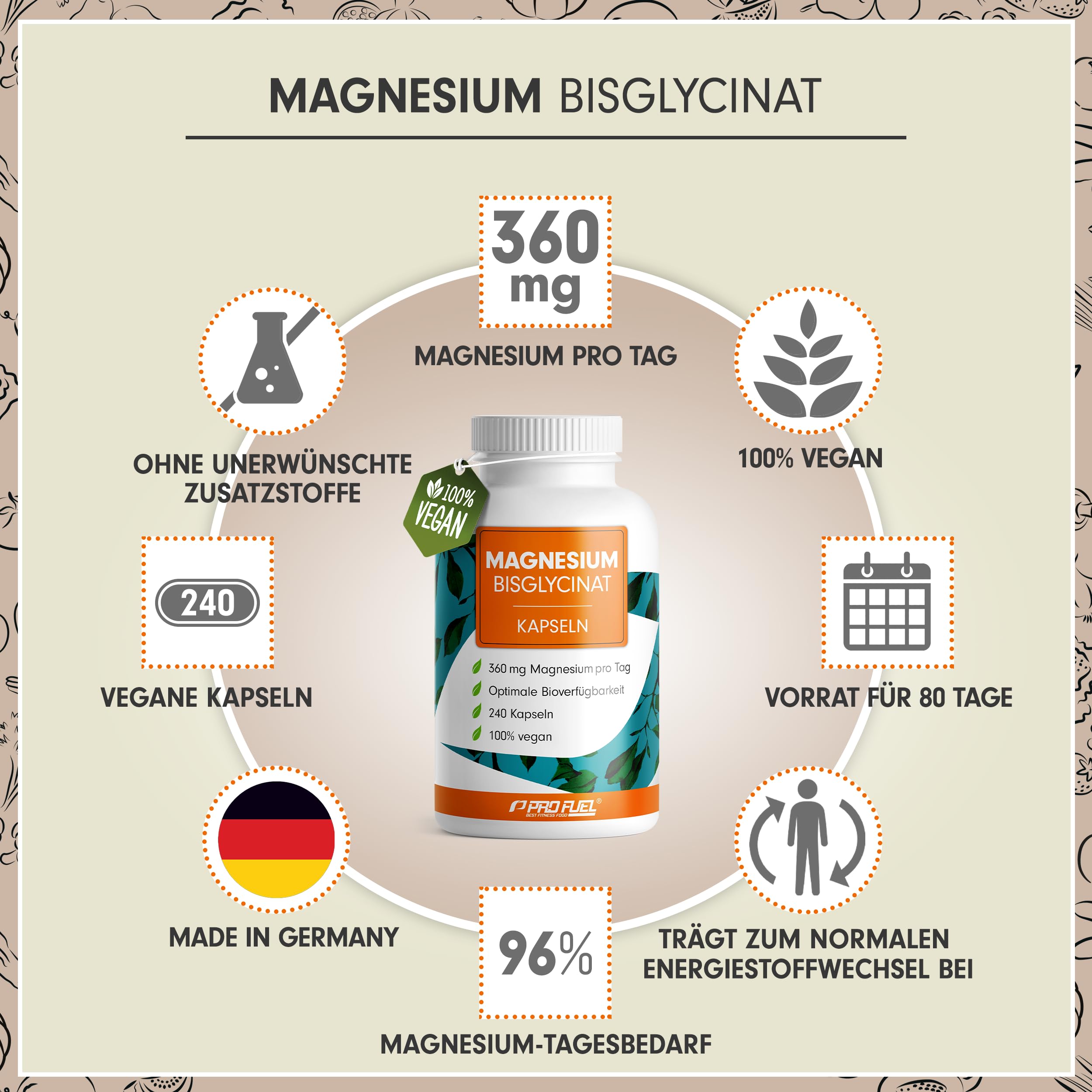 Magnesium Bisglycinat Kapseln 240x - optimal hochdosiert & bioverfügbar - 360 mg Magnesium pro Tag - laborgeprüft mit Zertifikat - 100% vegan - Vorrat für 80 Tage 2