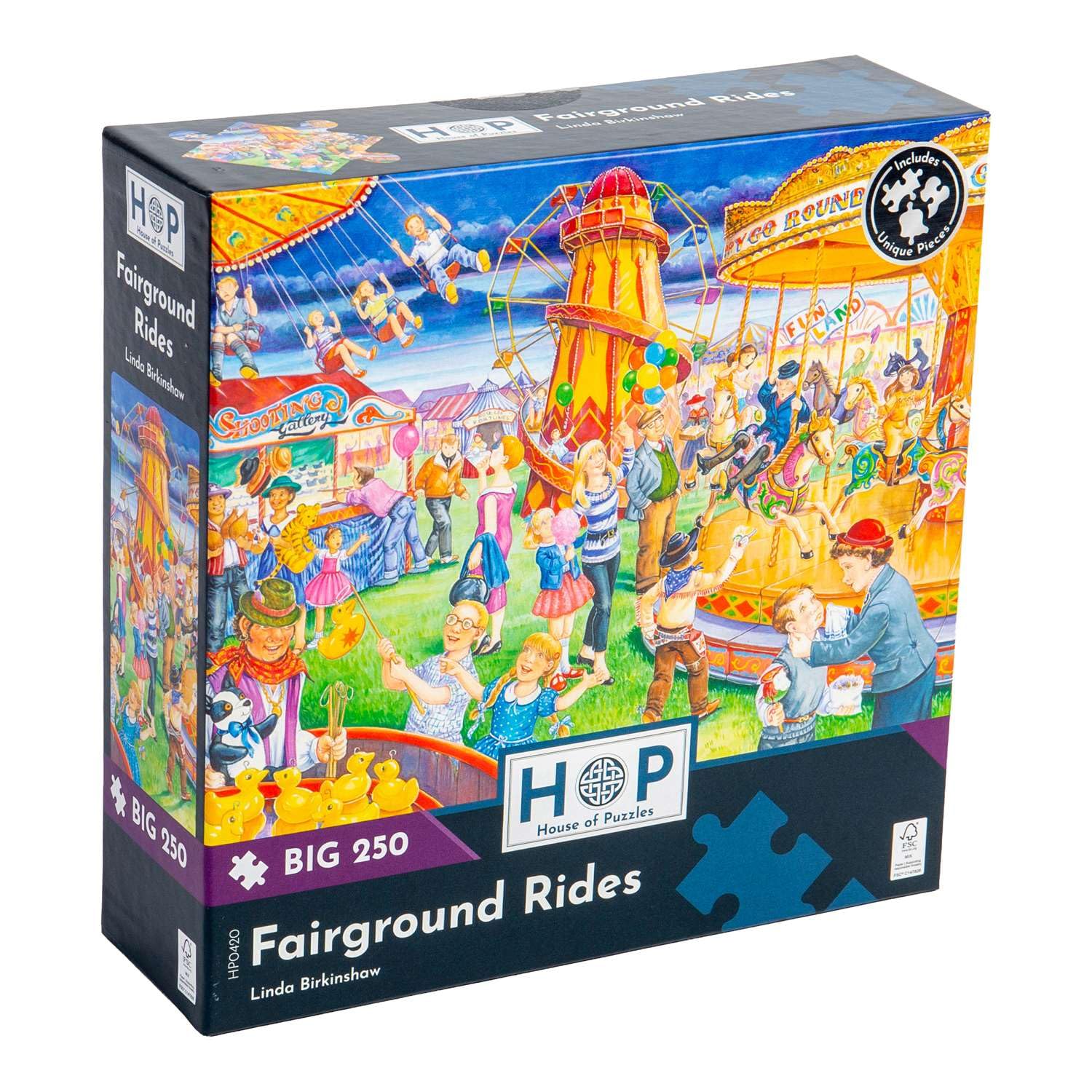 The House of Puzzles - Fairground Rides Jigsaw - Big 250 Piece Jigsaws For Adults & Kids, Extra Large Pieces, Artist Illustrated, Scenic Landscape, Deluxe Puzzle Gifts โ image 1