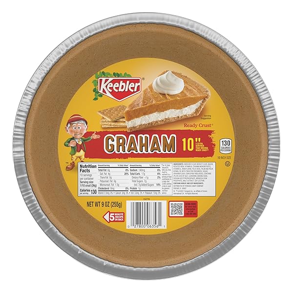 KEEBLER READY CRUST 10-INCH GRAHAM CRACKER PIE CRUST, PREMADE PIE CRUST FOR BAKING AND NO-BAKE, 9 OZ