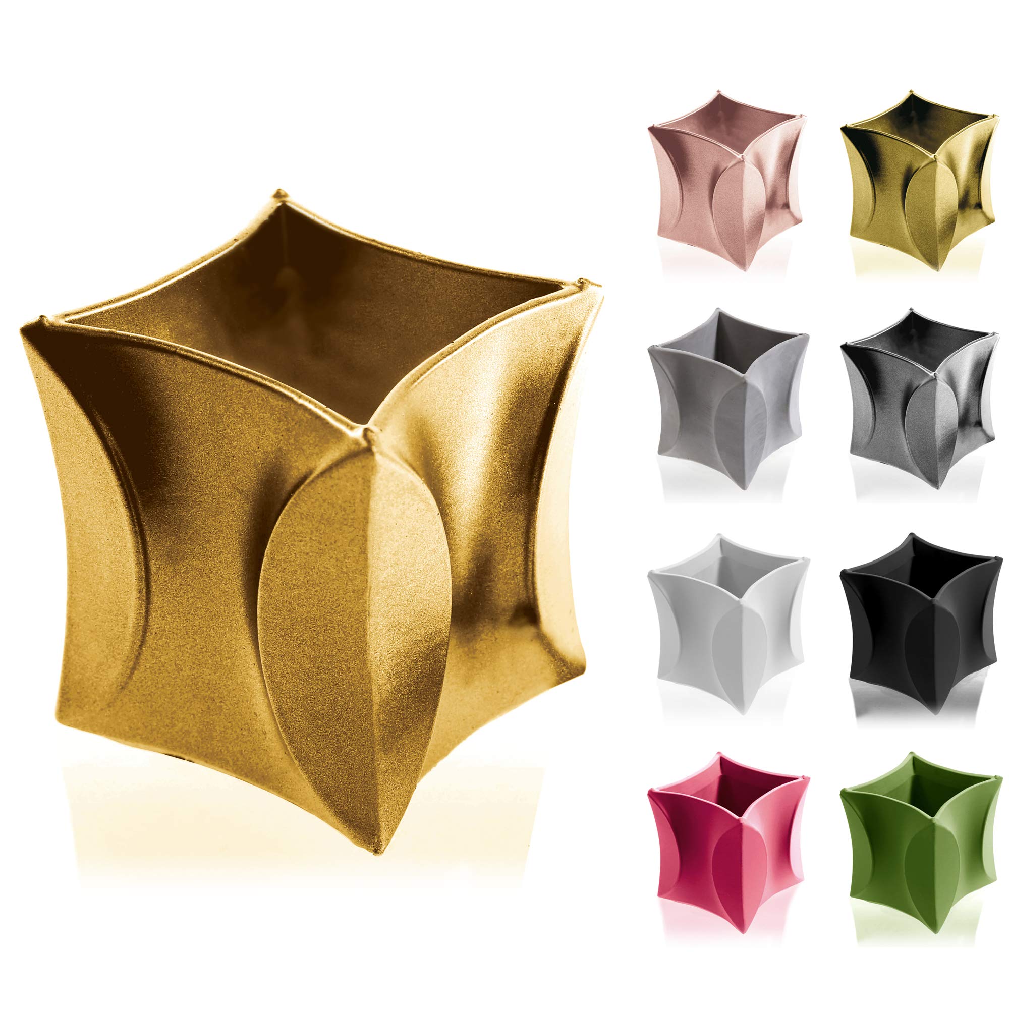 CONCRETTE Flower Pot, Gold, 10x8x8 cm