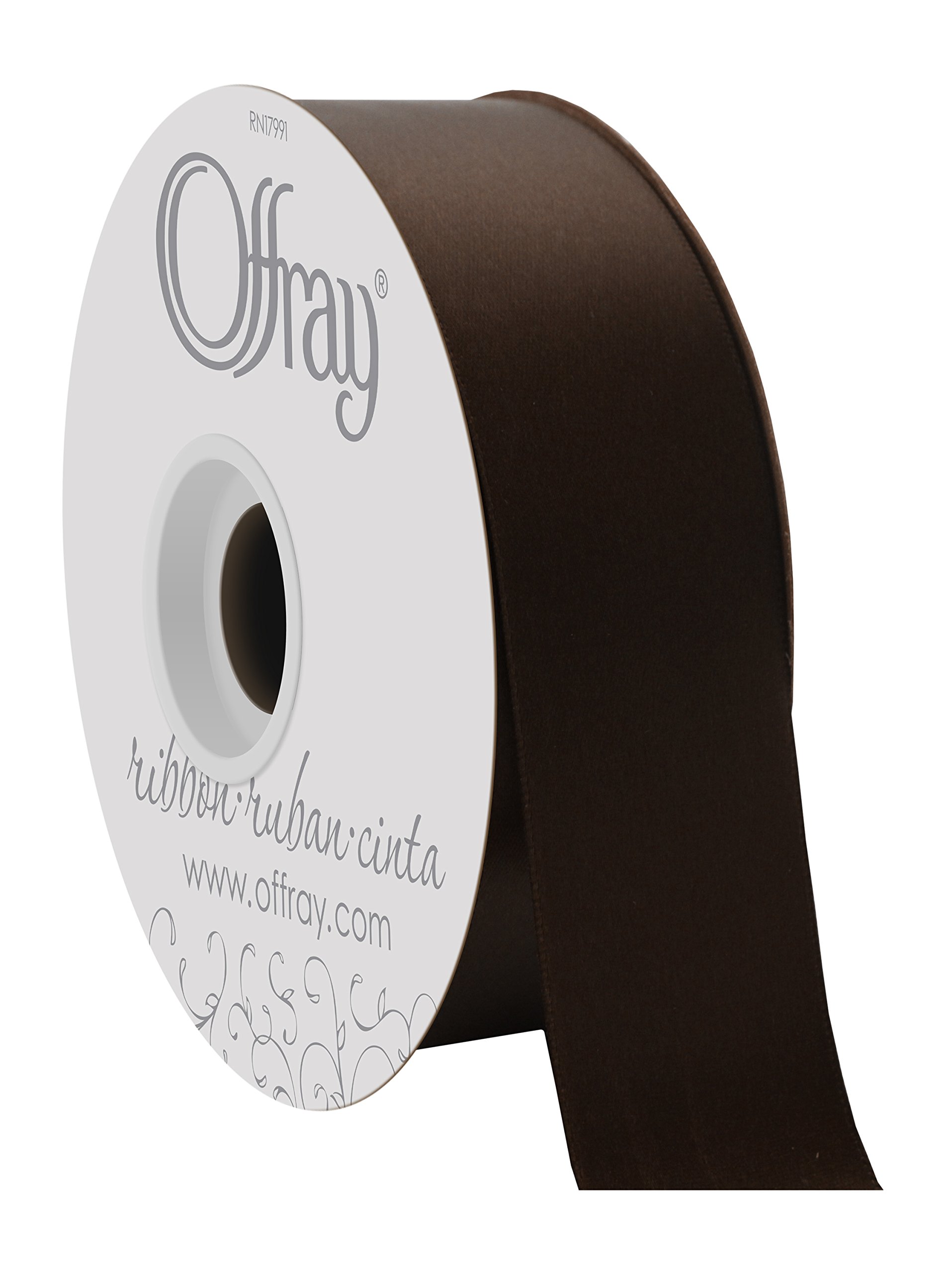 Berwick Offray Double Face Satin Ribbon, 50 Yards, Brown โ image 1