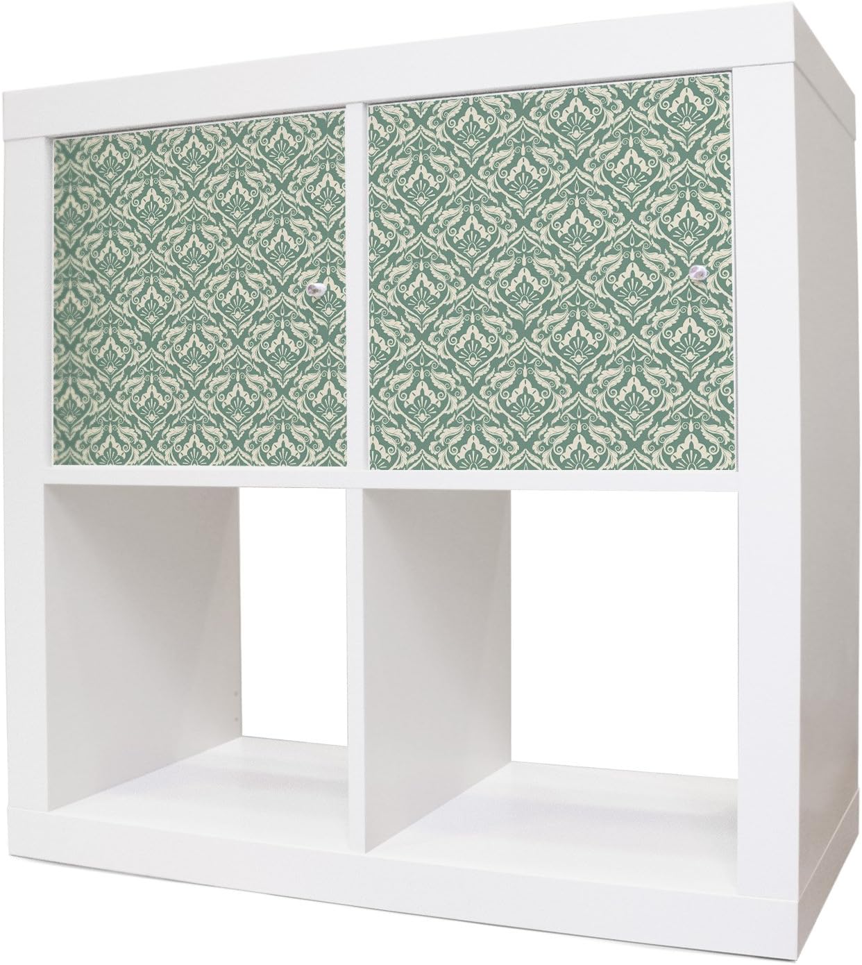 Furniture Decal For Ikea Expedit Shelving Unit Shelving Unit Cupboard Storage Unit With Green Damask Motif Amazon Co Uk Lighting