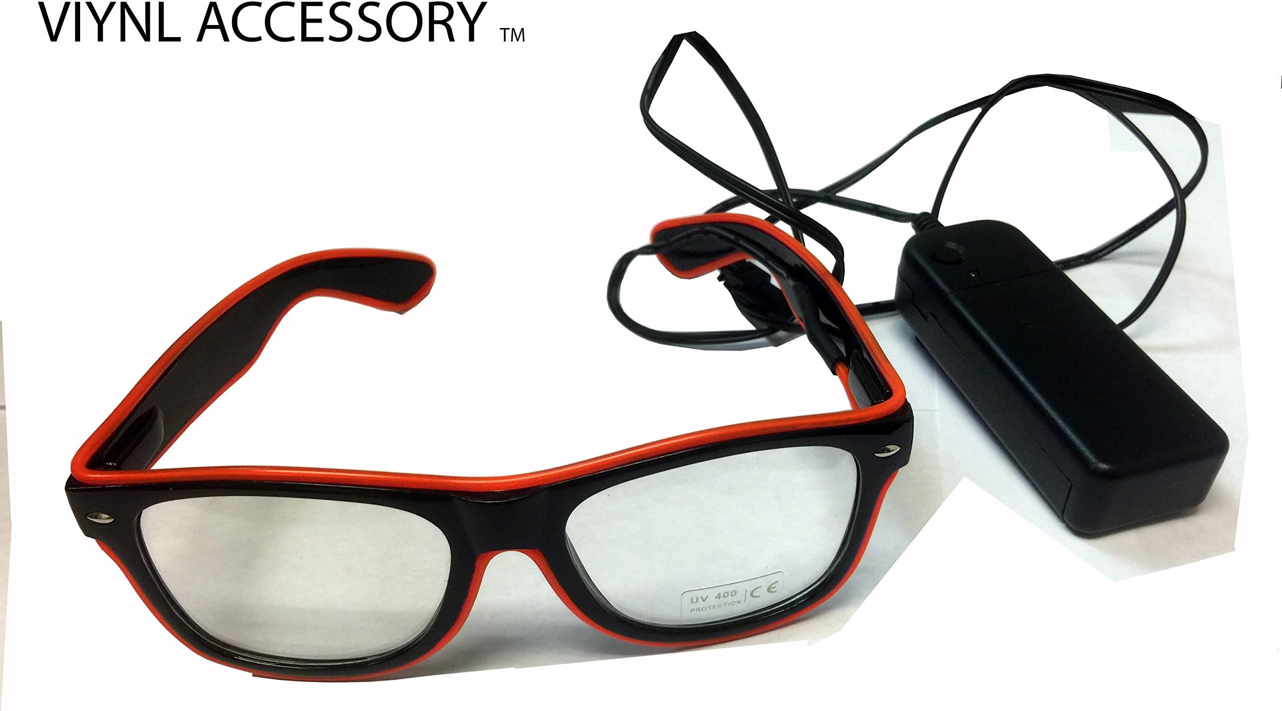 Light-up Illuminated Neon Electroluminescent EL Wire LED Glasses Light Shutter Frame Costumes Eyeglasses (Orange)